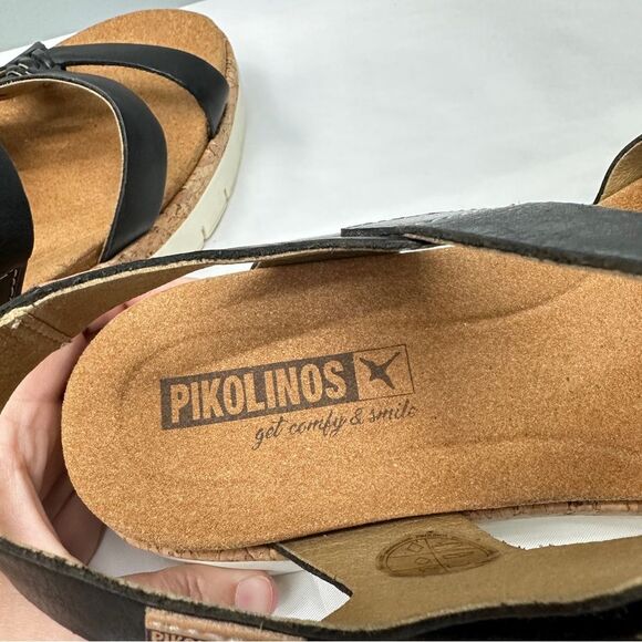 Pikolinos Palma W4N-0968 black calfskin leather strappy sandals women 42 11 cork - Picture 7 of 8